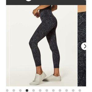 Lululemon Align Pants II (25") Lacescape Dark Cast Black Size 6